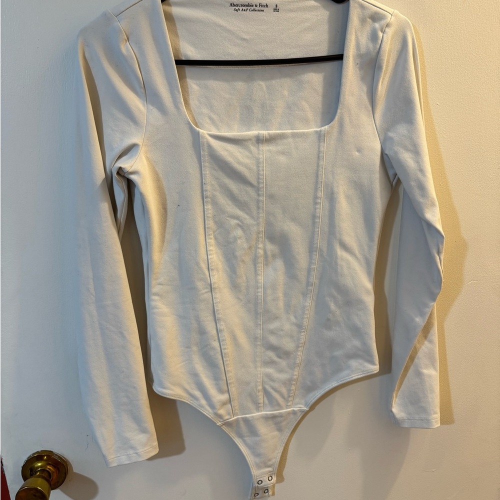 A&F White Long Sleeve Bodysuit